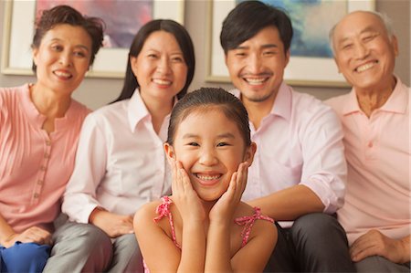 simsearch:6116-08311918,k - Multigenerational family smiling, portrait Stock Photo - Premium Royalty-Free, Code: 6116-06938669