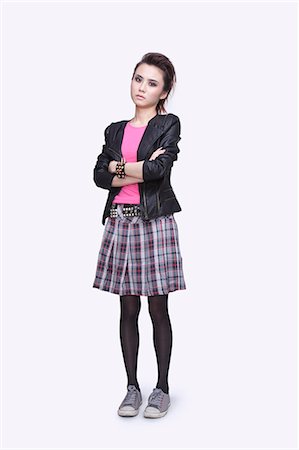 simsearch:6116-07084961,k - Portrait Punk Rock Girl Standing Foto de stock - Sin royalties Premium, Código: 6116-07085034