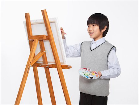 palette (peintre) - Boy painting Photographie de stock - Premium Libres de Droits, Code: 6116-07086287