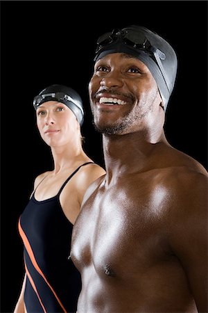 swimming caps for black women - Two swimmers Stock Photo - Premium Royalty-Free, Code: 6116-08915676