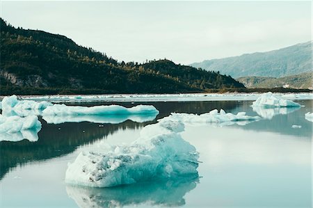 simsearch:6118-07202940,k - Icebergs floating off the shore at the end of the McBride Glacier, off Alaska. Photographie de stock - Premium Libres de Droits, Code: 6118-07203159