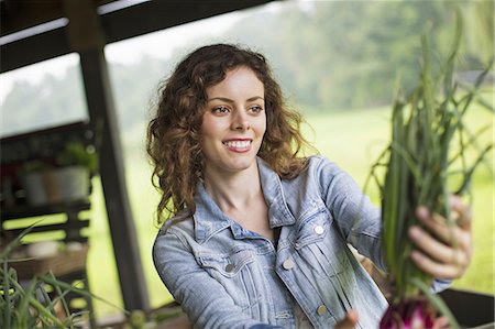 simsearch:6118-07203002,k - An organic fruit and vegetable farm. A young woman sorting vegetables. Foto de stock - Royalty Free Premium, Número: 6118-07235167