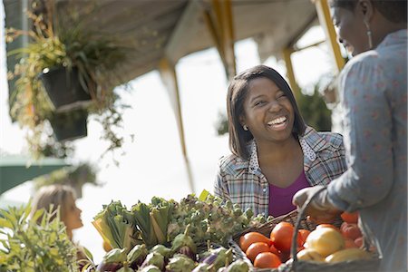Women Working and Shopping at Organic Farm Stand Stock Photo - Premium Royalty-Free, Code: 6118-07352592