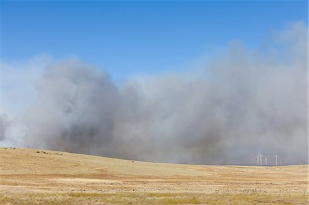 smoke - A large forest fire near Ellensburg in Kittitas county, Washington state, USA. Stock Photo - Premium Royalty-Free, Code: 6118-07352521