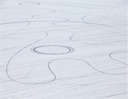 Tyre marks and tracks in the playa salt pan surface of Black Rock Desert, Nevada. Stock Photo - Premium Royalty-Free, Code: 6118-07352759