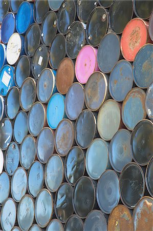 simsearch:6118-07352256,k - Oil barrels stacked up Stock Photo - Premium Royalty-Free, Code: 6118-07352950