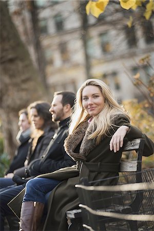 simsearch:6118-07203257,k - Business people on bench in urban park Stock Photo - Premium Royalty-Free, Code: 6118-07353896