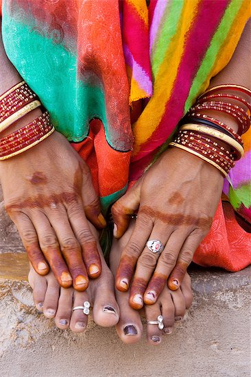 Henna hands, Rajasthan, India Stock Photo - Premium Royalty-Free, Image code: 6118-07440007