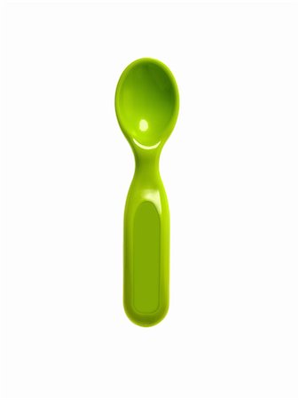 ein löffel - A green plastic baby spoon. Stockbilder - Premium RF Lizenzfrei, Bildnummer: 6118-07440595