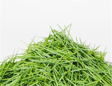 simsearch:6118-07440531,k - A pile of organic wheatgrass on a white background Photographie de stock - Premium Libres de Droits, Code: 6118-07440532