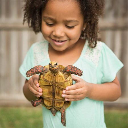 A child holding a tortoise. Photographie de stock - Premium Libres de Droits, Code: 6118-08081858