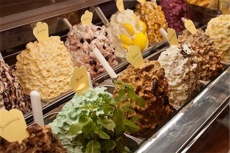 supermarket italy - Selection of ice cream at a Tuscan ice cream parlour. Stock Photo - Premium Royalty-Free, Code: 6118-08140249