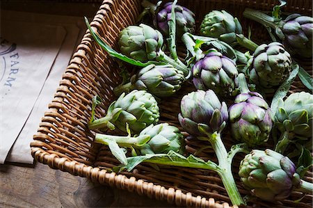 small business in vegetable - Organic artichokes being sold in a farm shop. Stock Photo - Premium Royalty-Free, Code: 6118-08729243