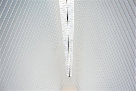 The central spine of the roof structure and the ridges in the roofline in the World Trade Centre hub, the Oculus building in New York City. Stock Photo - Premium Royalty-Free, Code: 6118-08971289