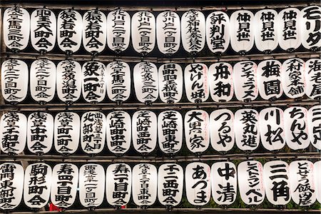 simsearch:6118-09079638,k - Close up of a selection of traditional Japanese lanterns. Foto de stock - Royalty Free Premium, Número: 6118-09076584