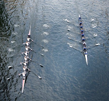 simsearch:6118-07351858,k - High angle view of two Eights rowing on river. Stock Photo - Premium Royalty-Free, Code: 6118-09144929