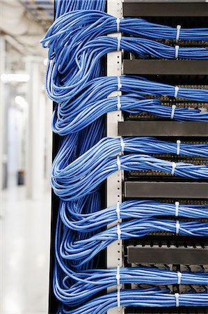 racked - Cat 5 cables hooked to servers in a computer server farm. Stock Photo - Premium Royalty-Free, Code: 6118-09139661