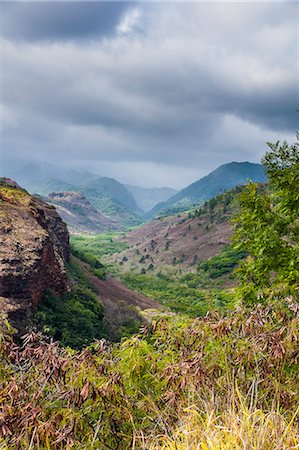 simsearch:6119-07443819,k - Hanapepe Valley lookout, Kauai, Hawaii, United States of America, Pacific Foto de stock - Sin royalties Premium, Código: 6119-07443843