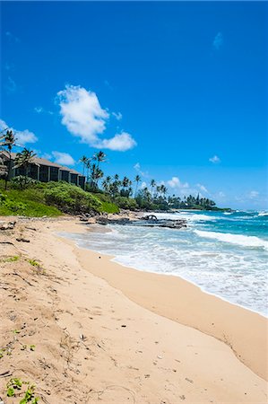 simsearch:614-08119729,k - Sandy beach on Kapaa Beach Park on the island of Kauai, Hawaii, United States of America, Pacific Foto de stock - Royalty Free Premium, Número: 6119-07443814