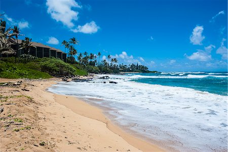 pacific islands - Sandy beach on Kapaa Beach Park on the island of Kauai, Hawaii, United States of America, Pacific Foto de stock - Sin royalties Premium, Código: 6119-07443815