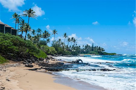 Sandy beach on Kapaa Beach Park on the island of Kauai, Hawaii, United States of America, Pacific Foto de stock - Sin royalties Premium, Código: 6119-07443816