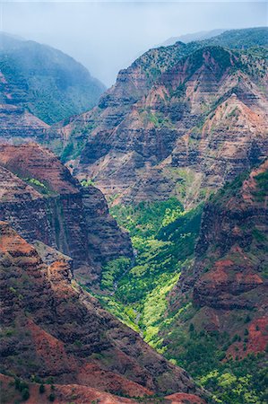 View over the Waimea Canyon, Kauai, Hawaii, United States of America, Pacific Foto de stock - Sin royalties Premium, Código: 6119-07443837