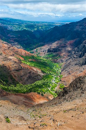 simsearch:6119-07443835,k - View over the Waimea Canyon, Kauai, Hawaii, United States of America, Pacific Photographie de stock - Premium Libres de Droits, Code: 6119-07443838