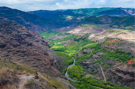 View over the Waimea Canyon, Kauai, Hawaii, United States of America, Pacific Foto de stock - Sin royalties Premium, Código: 6119-07443839