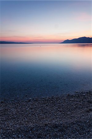 Sunset at the beach of Baska Voda, Makarska Riviera, Dalmatia, Croatia, Europe Stock Photo - Premium Royalty-Free, Code: 6119-07451690