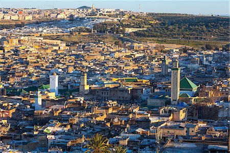 Elevated view across the Old Medina of Fes, UNESCO World Heritage Site, Fez, Morocco, North Africa, Africa Stock Photo - Premium Royalty-Free, Code: 6119-07451602
