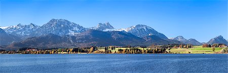 Hopfensee Lake in autumn, near Fussen, Allgau, Allgau Alps, Bavaria, Germany, Europe Stock Photo - Premium Royalty-Free, Code: 6119-07451744