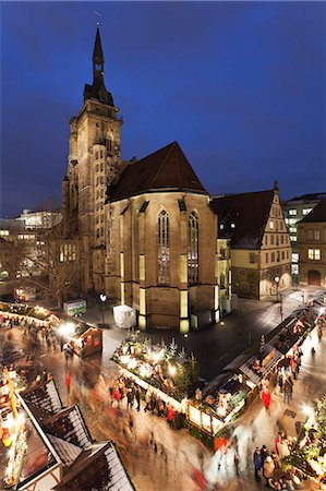 stuttgart - Christmas fair on Schillerplatz Square, Stiftskirche church, Stuttgart, Baden Wurttemberg, Germany, Europe Photographie de stock - Premium Libres de Droits, Code: 6119-07451770