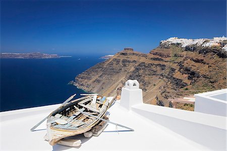 View from Firostefani to Imerovigli, Santorini, Cyclades, Aegean Sea, Greek Islands, Greece, Europe Foto de stock - Sin royalties Premium, Código: 6119-07451872