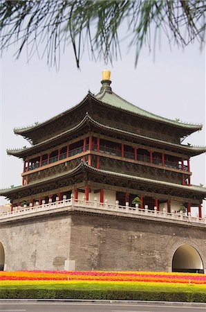Bell Tower dating from 14th century rebuilt by the Qing in 1739, Xian City, Shaanxi Province, China, Asia Foto de stock - Sin royalties Premium, Código: 6119-07452364