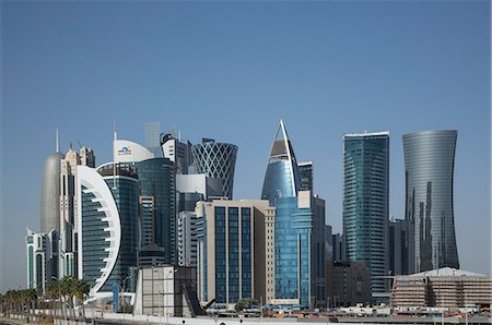 skyline doha - Futuristic skyscrapers downtown in Doha, Qatar, Middle East Stock Photo - Premium Royalty-Free, Code: 6119-07452734