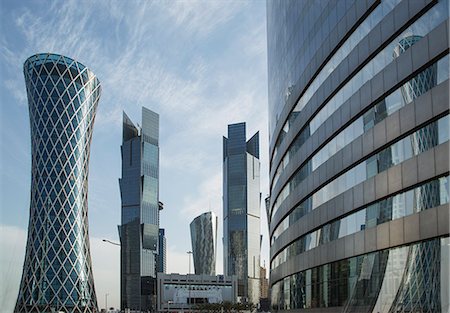 Futuristic skyscrapers downtown in Doha, Qatar, Middle East Stock Photo - Premium Royalty-Free, Code: 6119-07452736