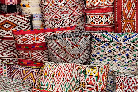 souvenir - Traditional colourful Moroccan cushions for sale in the souks, Marrakech, Morocco, North Africa, Africa Stock Photo - Premium Royalty-Free, Code: 6119-07452834