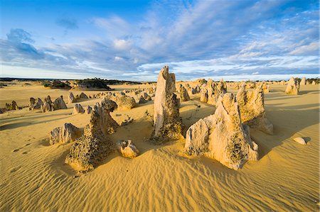 The Pinnacles limestone formations at sunset in Nambung National Park, Western Australia, Australia, Pacific Foto de stock - Sin royalties Premium, Código: 6119-07541577