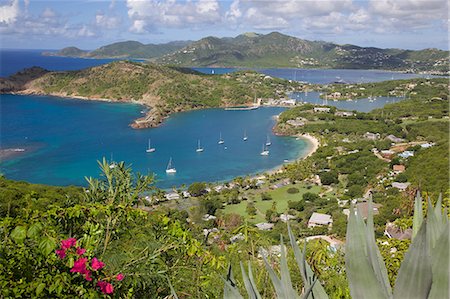 View of English Harbour from Shirley Heights, Antigua, Leeward Islands, West Indies, Caribbean, Central America Stock Photo - Premium Royalty-Free, Code: 6119-07541596