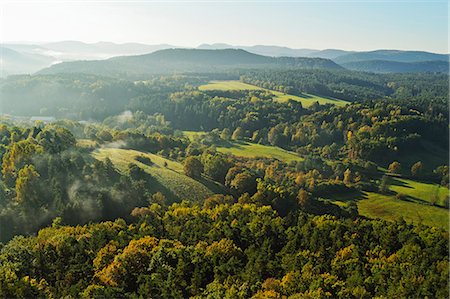 forest rolling hills - View from Hochstein near Dahn of Palatinate Forest, Rhineland-Palatinate, Germany, Europe Stock Photo - Premium Royalty-Free, Code: 6119-07541534