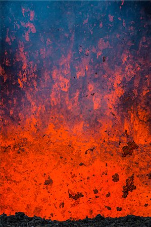 dangerous - Active lava eruption on the Tolbachik volcano, Kamchatka, Russia, Eurasia Stock Photo - Premium Royalty-Free, Code: 6119-07587515