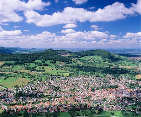 small town bird eye view - View from Hohenneuffen Castle to the Albtrauf and Beuron, Swabian Alb, Baden Wurttemberg, Germany, Europe Stock Photo - Premium Royalty-Free, Code: 6119-07651848