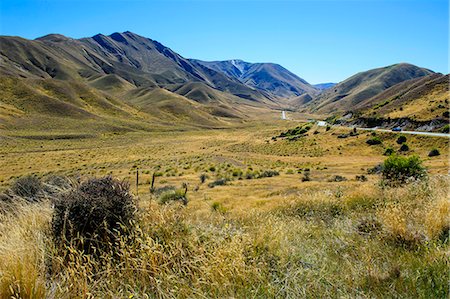 south island - Beautiful scenery on the highway around the Lindis Pass, Otago, South Island, New Zealand, Pacific Foto de stock - Sin royalties Premium, Código: 6119-07652099