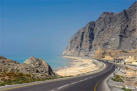 Khasab coastal road, Musandam, Oman, Middle East Photographie de stock - Premium Libres de Droits, Code: 6119-07744661