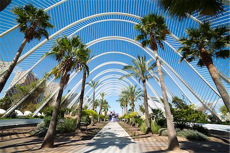 L'Umbracle (landscaped walk) at the City of Arts and Sciences (Ciudad de las Artes y las Ciencias), Valencia, Spain, Europe Foto de stock - Sin royalties Premium, Código: 6119-07744602