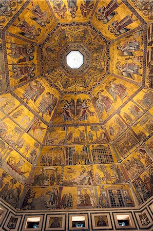 Mosaic ceiling of dome of the Battistero (Baptistry), Florence (Firenze), UNESCO World Heritage  Site, Tuscany, Italy, Europe Photographie de stock - Premium Libres de Droits, Code: 6119-07781230