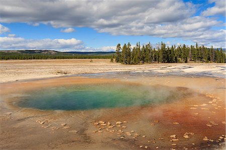 parque nacional yellowstone - Colourful Pool, Midway Geyser Basin, Yellowstone National Park, UNESCO World Heritage Site, Wyoming, United States of America, North America Foto de stock - Sin royalties Premium, Código: 6119-07734980