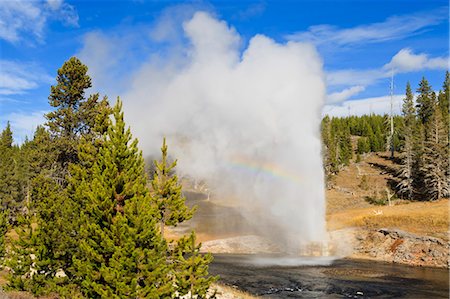 Eruption of Riverside Geyser, Firehole River, Upper Geyser Basin, Yellowstone National Park, UNESCO World Heritage Site, Wyoming, United States of America, North America Stock Photo - Premium Royalty-Free, Code: 6119-07734993