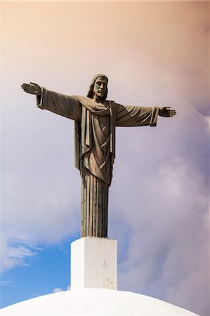 simsearch:6119-07845360,k - Christ the Redeemer statue, Mount Isabel de Torres, Puerto Plata, Dominican Republic, West Indies, Caribbean, Central America Stock Photo - Premium Royalty-Free, Code: 6119-07845393