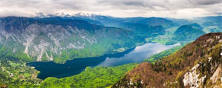 simsearch:6119-08062264,k - Lake Bohinj (Bohinjsko Jezero) seen from Vogel Ski Resort, Triglav National Park, Julian Alps, Slovenia, Europe Stock Photo - Premium Royalty-Free, Code: 6119-07845415